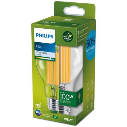 LED-Lampe ULTRAEFFIZIENTES Filament Philips A60 E27/7,3W/230V 4000K