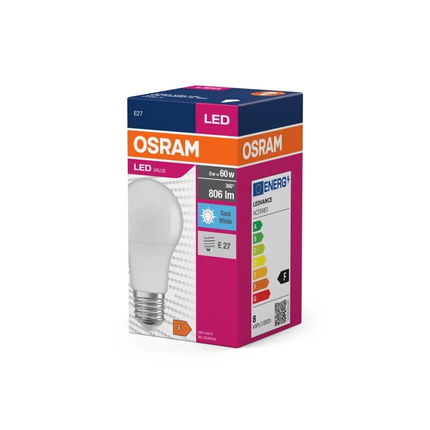 LED-Lampe VALUE A60 E27/8W/230V 4000K - Osram