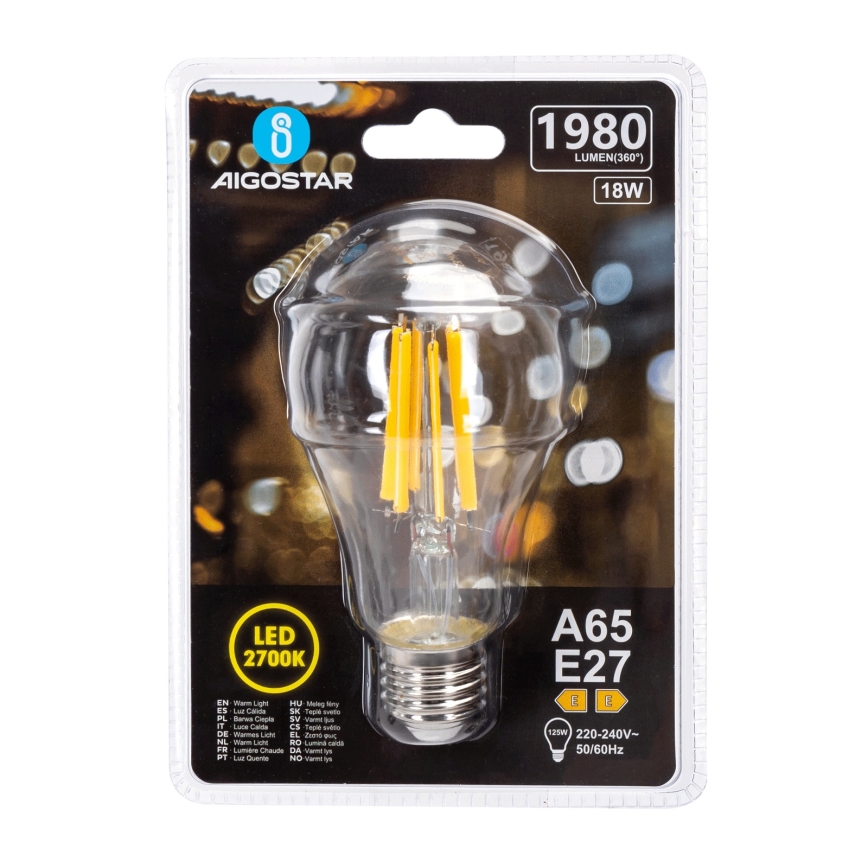 LED-Lampe VINTAGE A65 E27/18W/230V 2700K - Aigostar