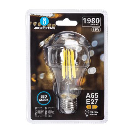 LED-Lampe VINTAGE A65 E27/18W/230V 6500K - Aigostar