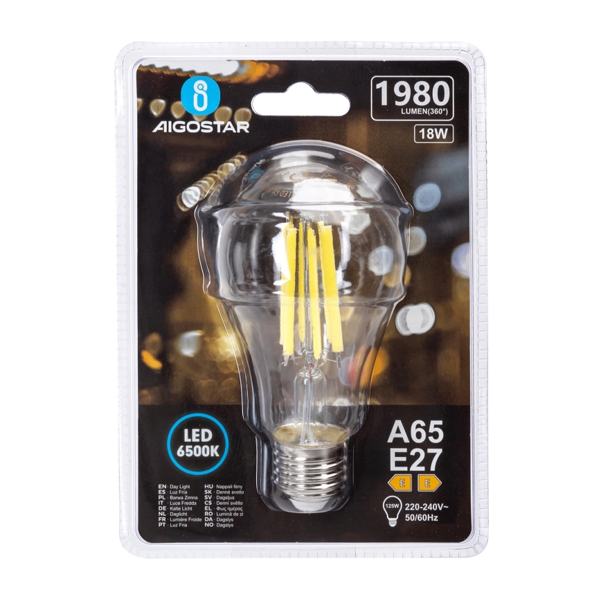 LED-Lampe VINTAGE A65 E27/18W/230V 6500K - Aigostar