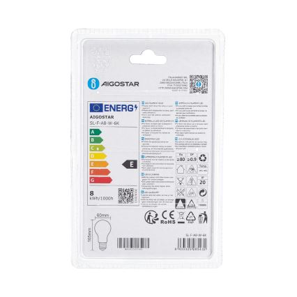 LED-Leuchtmittel A60 E27/8W/230V 330° 6500K - Aigostar