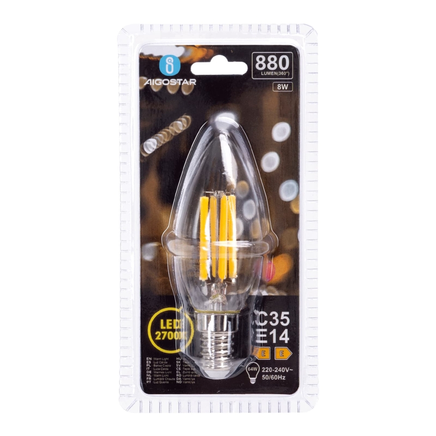 LED Leuchtmittel FILAMENT C35 E14/8W/230V 2700K - Aigostar