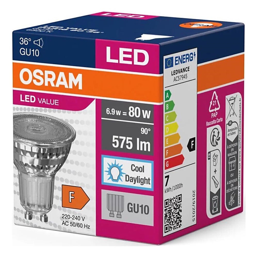LED-Leuchtmittel PAR16 GU10/6,9W/230V 6500K - Osram
