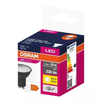 LED-Leuchtmittel VALUE PAR16 GU10/4,5W/230V 2700K 120° schwarz - Ledvance