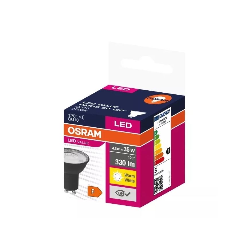 LED-Leuchtmittel VALUE PAR16 GU10/4,5W/230V 2700K 120° schwarz - Osram