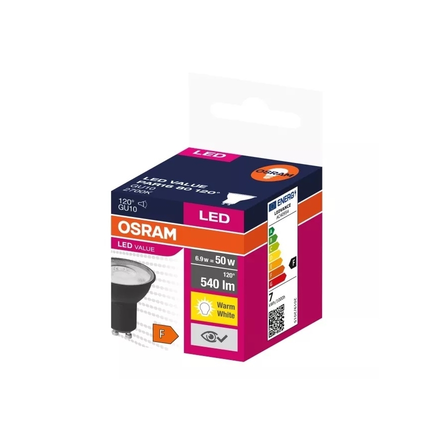 LED-Leuchtmittel VALUE PAR16 GU10/6,9W/230V 2700K 120° schwarz - Ledvance