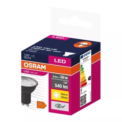LED-Leuchtmittel VALUE PAR16 GU10/6,9W/230V 2700K 120° schwarz - Osram