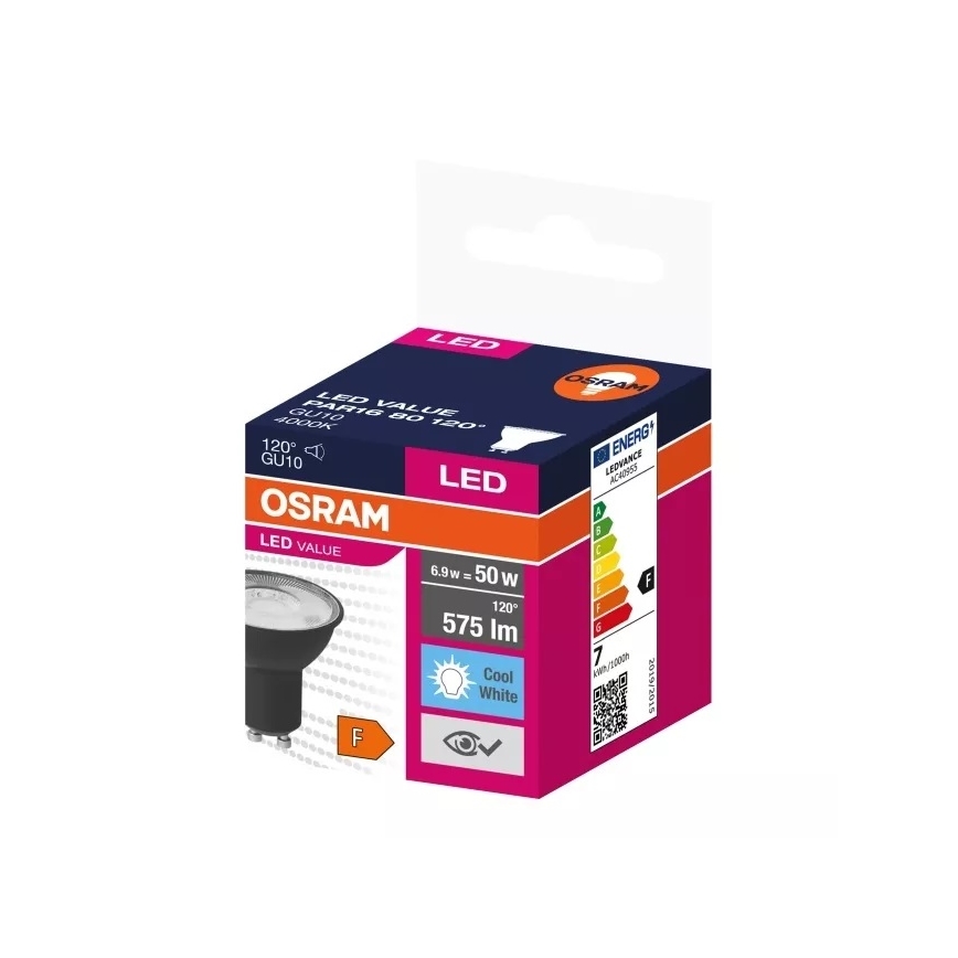 LED-Leuchtmittel VALUE PAR16 GU10/6,9W/230V 4000K 120° schwarz - Ledvance