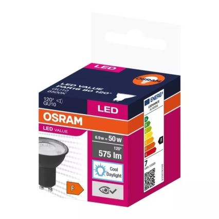 LED-Leuchtmittel VALUE PAR16 GU10/6,9W/230V 6500K 120° schwarz - Osram