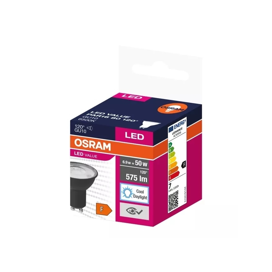 LED-Leuchtmittel VALUE PAR16 GU10/6,9W/230V 6500K 120° schwarz - Osram