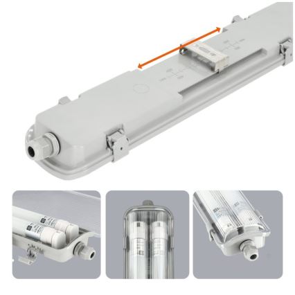 LED-Leuchtstoffarmatur für technische Anwendungen T8, 2x G13, 18 W, 230 V, 6500 K, IP65, 127 cm