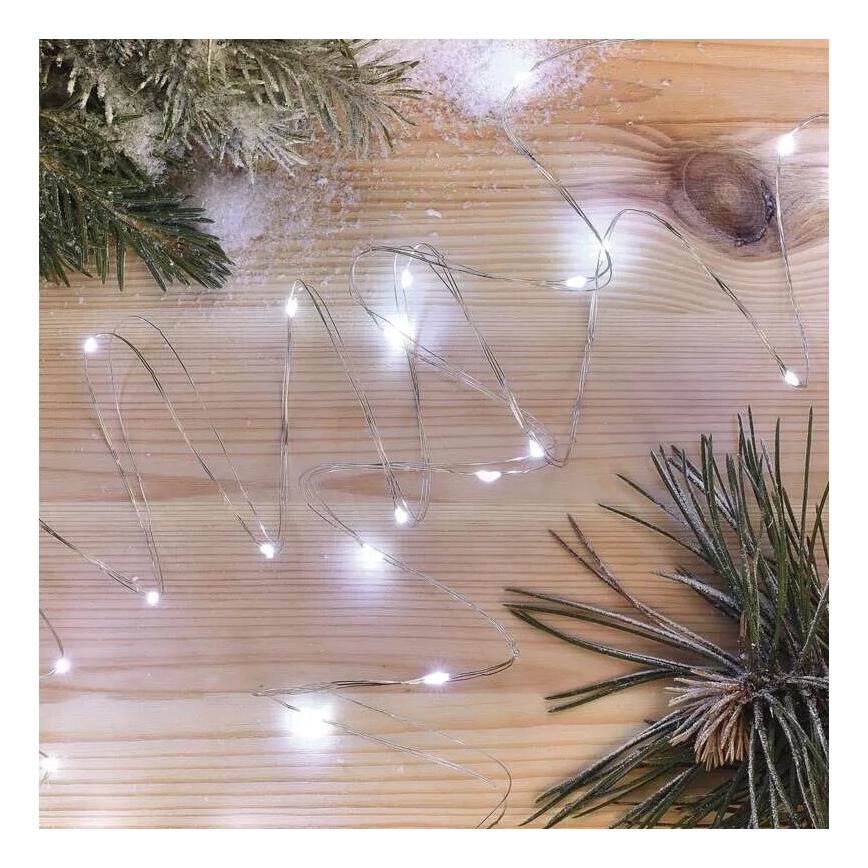 LED  Lichterkette 20xLED/2xAA 2,4m kaltweiß