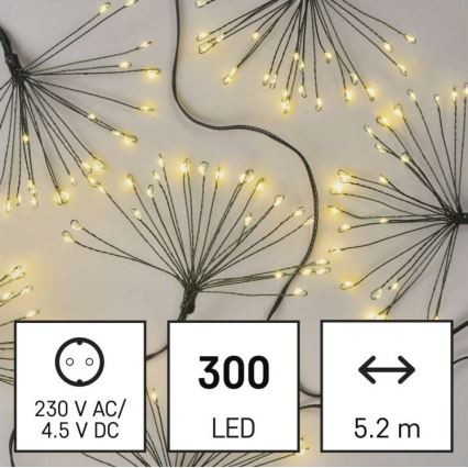LED-Lichterkette 300 LEDs 5,2+3 m warmweiß