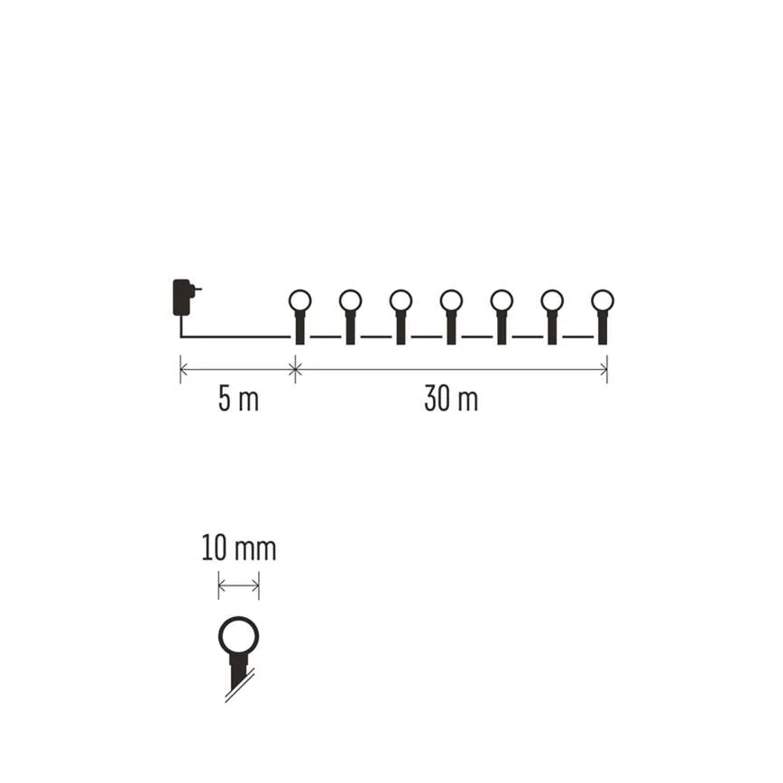 LED-Lichterkette 300 LEDs / 8 Funktionen, 35 m, IP44, warmweiß