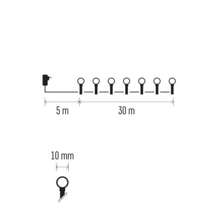 LED-Lichterkette 300xLED/230V/8 Funktionen 35m IP44 warmweiß