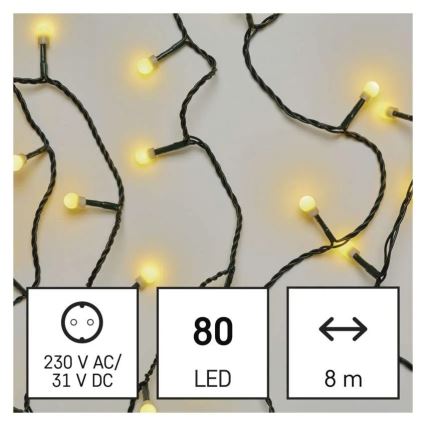 LED-Lichterkette 80 LEDs/230 V/8 Funktionen/13 m/IP44/warmweiß