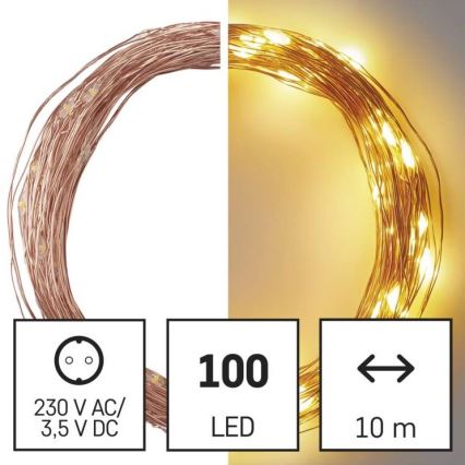 LED-Lichterkette für den Außenbereich, 100 LEDs, 15 m, IP44, warmweiß
