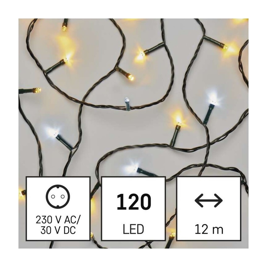 LED-Lichterkette für den Außenbereich 120xLED/2 Funktionen 17 m IP44 warm-/kaltweiß