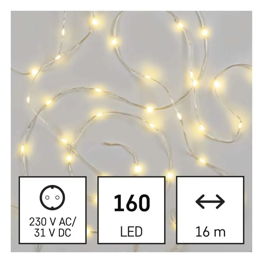 LED-Lichterkette für den Außenbereich, 160 LEDs / 21 m, IP44, warmweiß