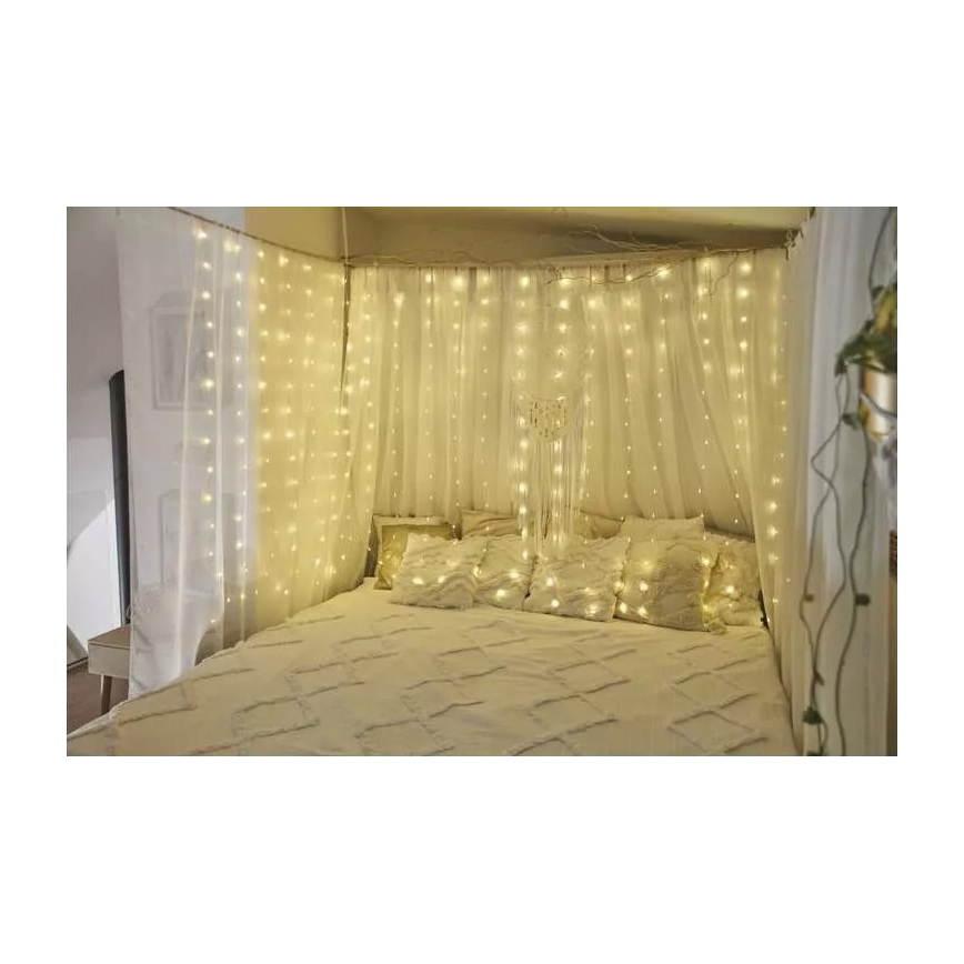 LED-Lichterkette für den Außenbereich, 300 LEDs, 8 Funktionen, 5,9 m, IP44, warmweiß