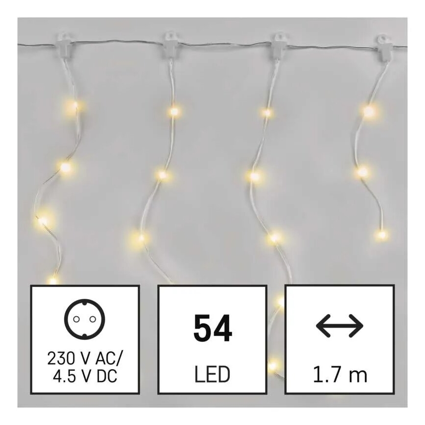 LED-Lichterkette für den Außenbereich – 54 LEDs, 8 Funktionen, 6,7 x 0,7 m, IP44, warmweiß