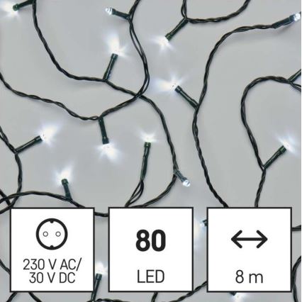 LED-Lichterkette für den Außenbereich 80xLED/13m IP44, kaltweiß