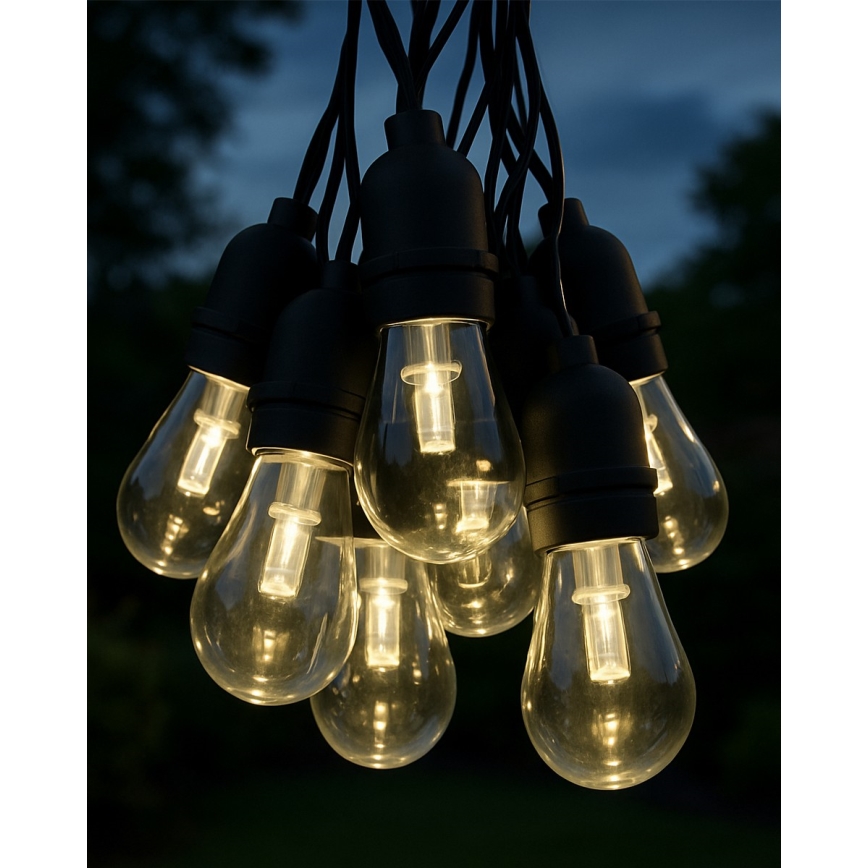 LED-Lichterkette für den Außenbereich, dekorativ, 10xLED/0,15W/230V, 3,8 m, IP44, schwarz