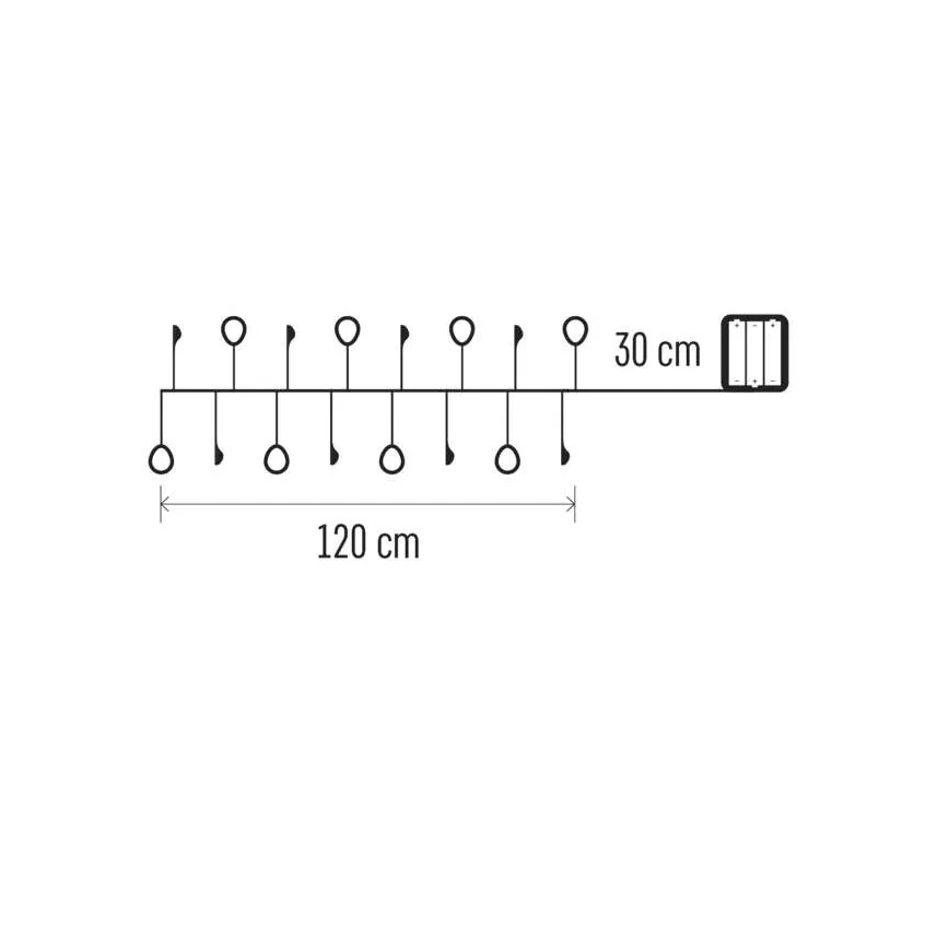 LED-Lichterkette für Weihnachten, 40 LEDs, 3×AA, 1,5 m, warmweiß