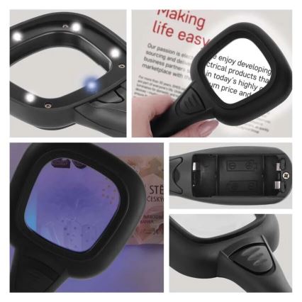 LED-Lupe 2,5xZOOM mit Hintergrundbeleuchtung und UV-Licht LED/UV/2xAAA
