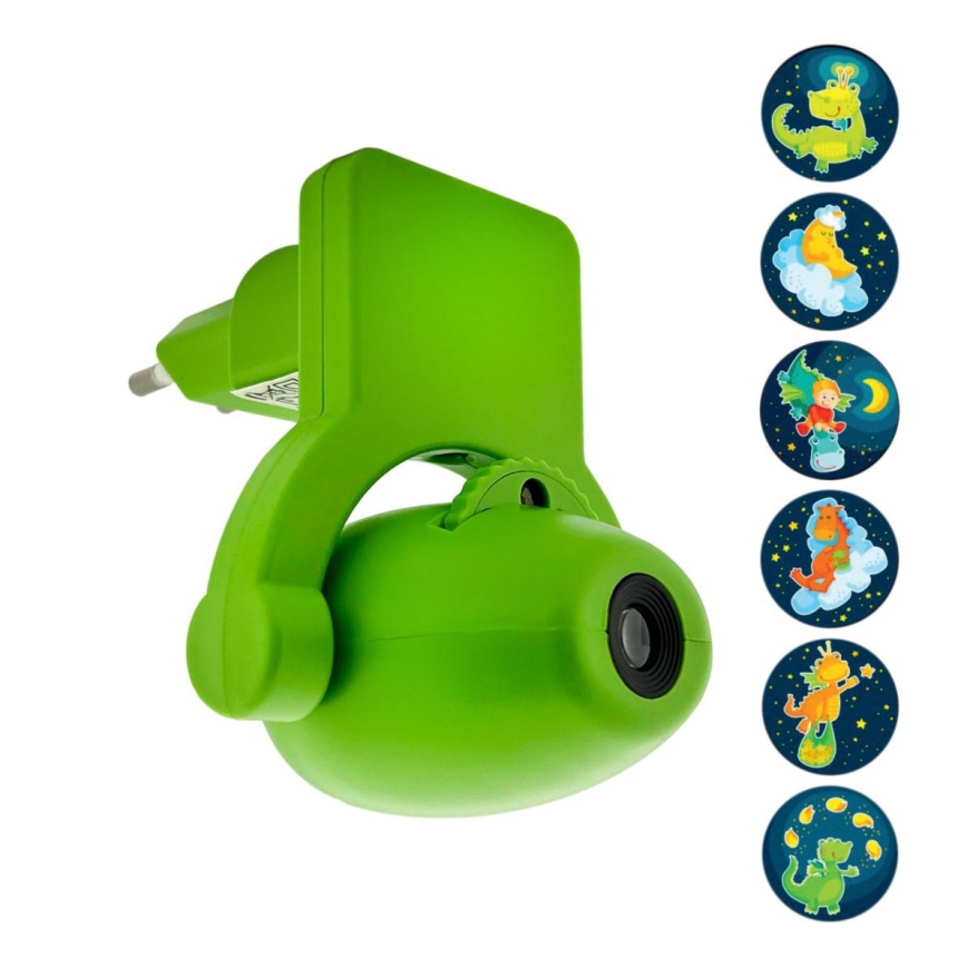 LED-Nachtleuchte für Kinder mit Projektor LED/0,5W/230V grün
