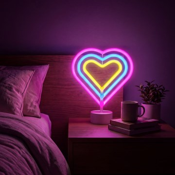 LED-Neon-Tischdekoration LED/2W/3xAA USB Herz