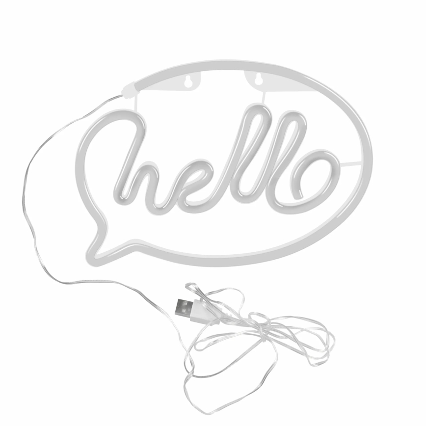 LED Neon-Wanddekoration HELLO LED/3W/3xAA USB rosa