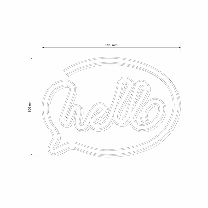 LED Neon-Wanddekoration HELLO LED/3W/3xAA USB rosa