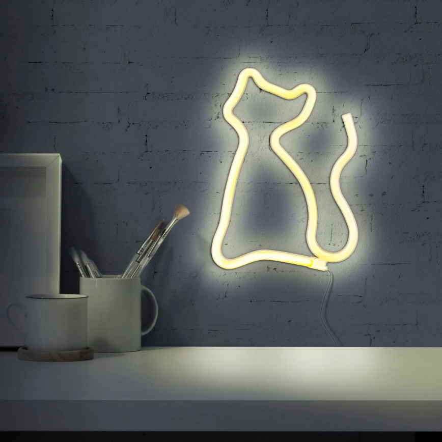 LED-Neon-Wanddekoration CAT LED/3W/3xAA USB gelb
