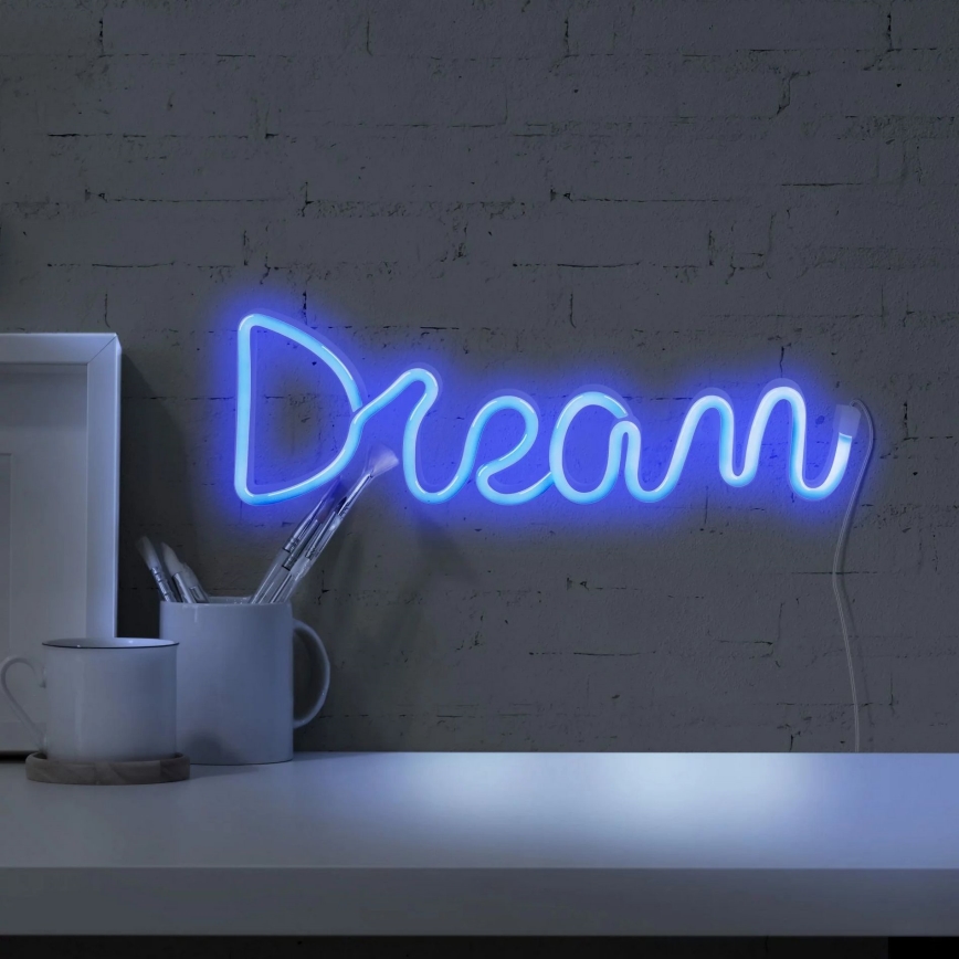 LED-Neon-Wanddekoration DREAM LED/3W/3xAA USB blau