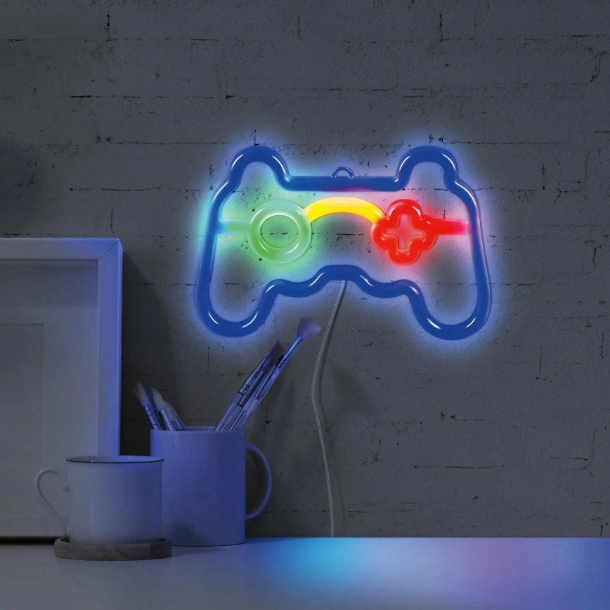 LED-Neon-Wanddekoration GAME LED/3W/3xAA USB blau