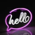 LED Neon-Wanddekoration HELLO LED/3W/3xAA USB rosa