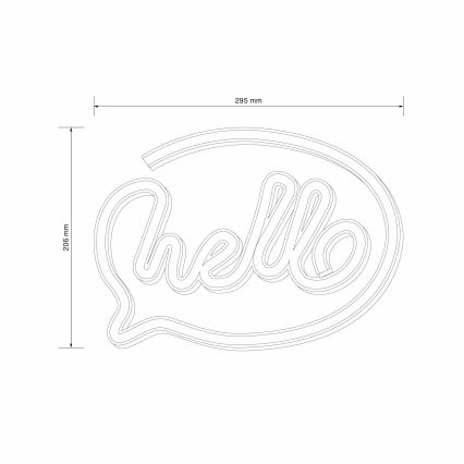 LED-Neon-Wanddekoration HELLO LED/3W/3xAA USB rosa