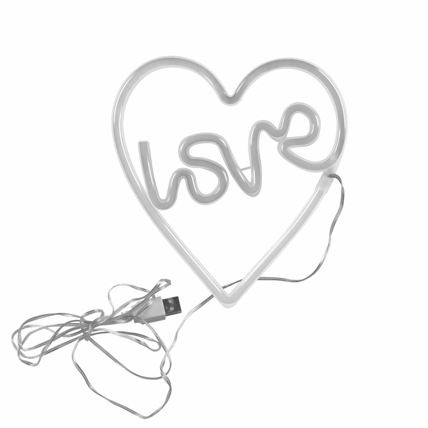 LED-Neon-Wanddekoration LOVE LED/3W/3xAA USB rosa