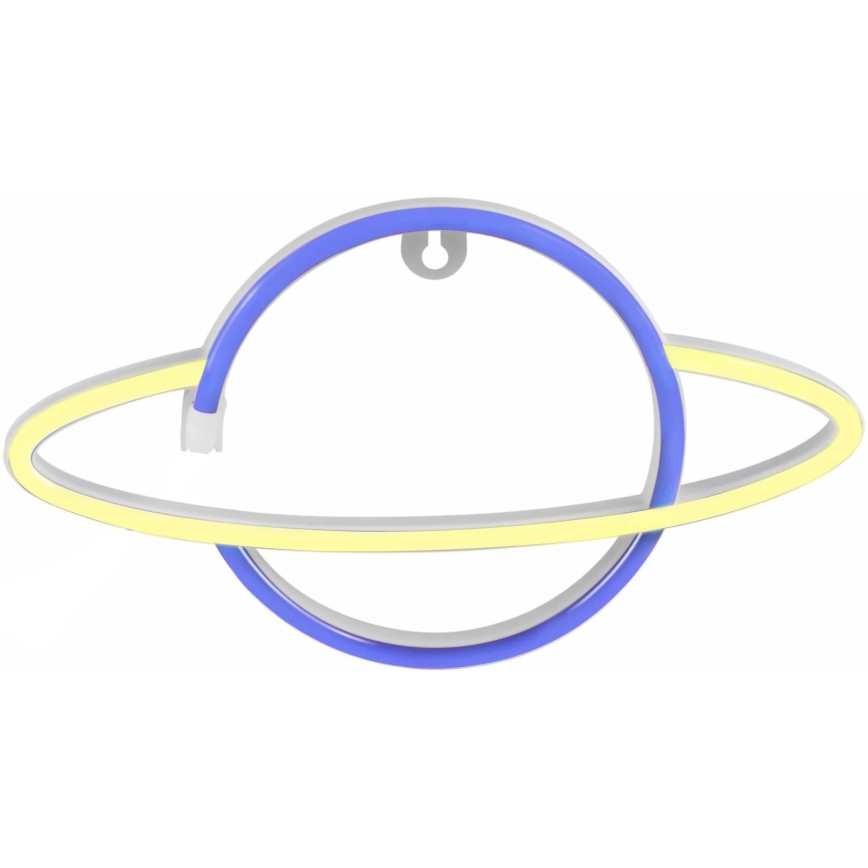 LED-Neon-Wanddekoration PLANET LED/3W/3xAA USB blau/gelb