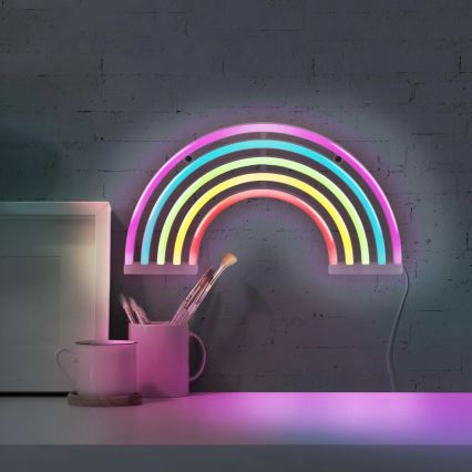 LED-Neon-Wanddekoration RAINBOW LED/3W/3xAA USB mehrfarbig