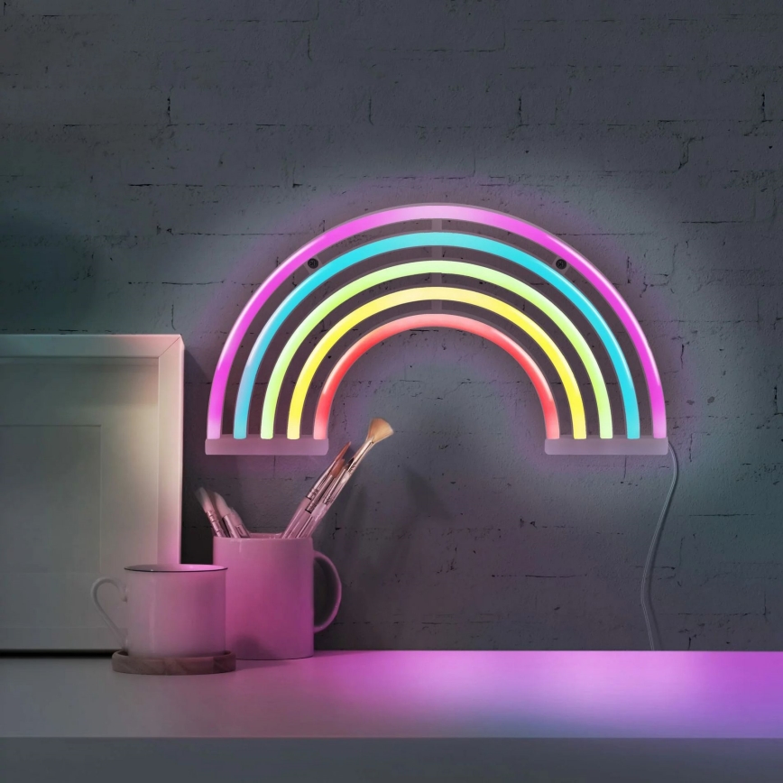 LED-Neon-Wanddekoration RAINBOW LED/3W/3xAA USB mehrfarbig