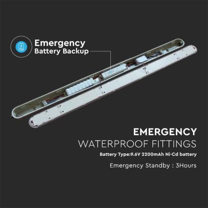 LED Technische Leuchtstofflampe mit Notfallmodul EMERGENCY LED/36W/230V 6500K 120cm IP65