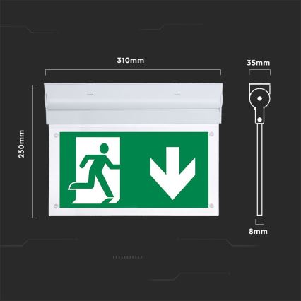 LED-Notleuchte EMERGENCY EXIT SAMSUNG CHIP LED/2W/230V 6000K