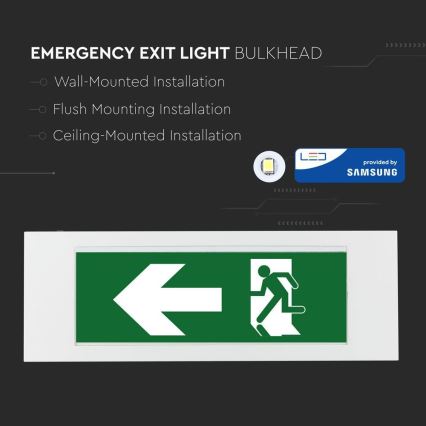 LED-Notleuchte EMERGENCY EXIT SAMSUNG CHIP LED/3,8W/230V 6000K