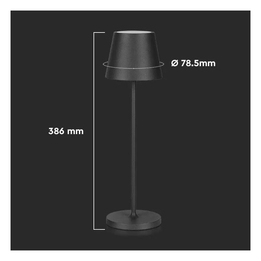 LED Outdoor dimmbare Touch-Tischleuchte LED/2W/230V 4400 mAh IP54 anthrazit