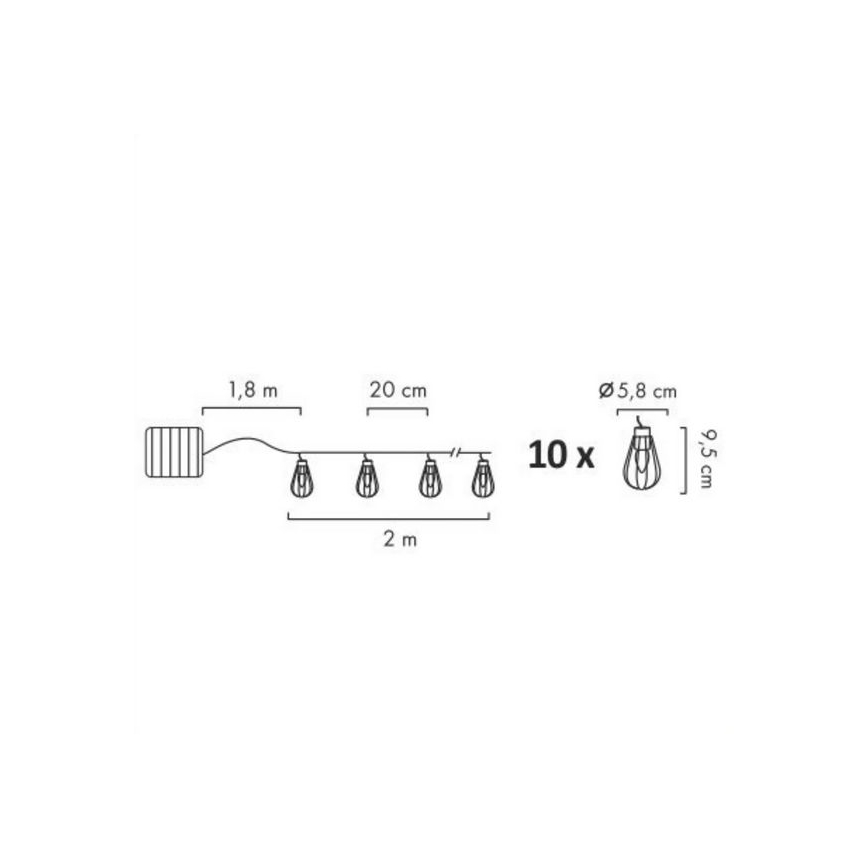 LED-Outdoor-Solarkette 10xLED/1xAAA 3,8 m IP44