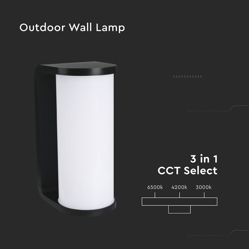 LED-Outdoor-Wandleuchte LED/12W/230V 3000/4200/6500K IP65 schwarz