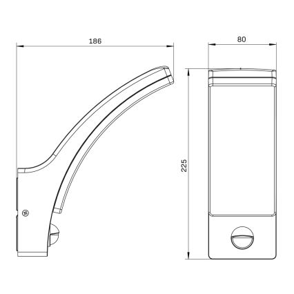 LED-Outdoor-Wandleuchte mit Sensor AMY LED/12W/230V IP44 schwarz